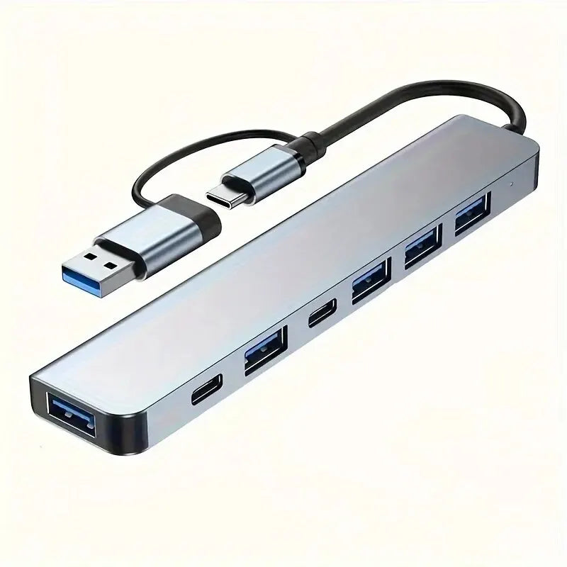 Hub USB-C, Hub USB 3.0, Extensor USB 7 em 1 em Alumínio, Divisor USB com USB 3.0, 4 portas USB 2.0 e 2 portas USB-C, Distribuidor USB